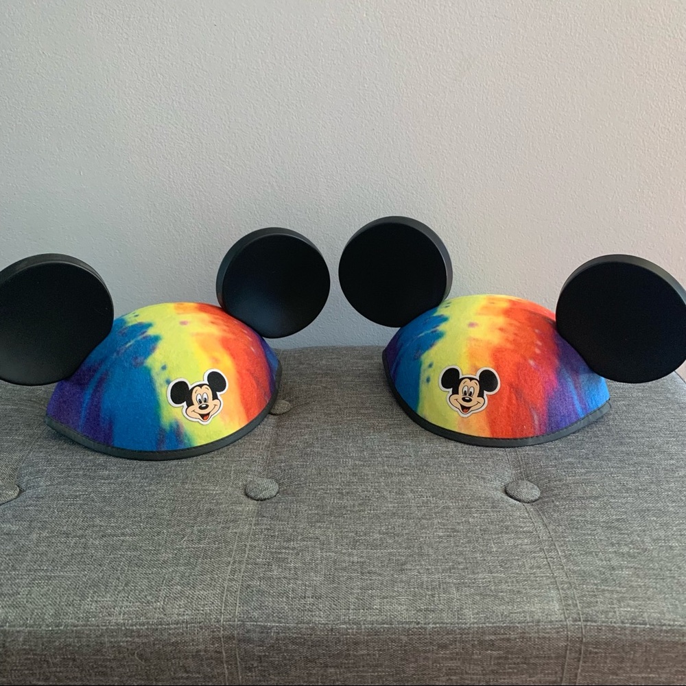 Pair of Rainbow Disneyland Ty dye Mickey Ear Hats (Adult size)